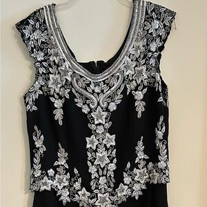 J Kara Black Gown with Silver Detailing - worn once. Perfect Mother of Bride.